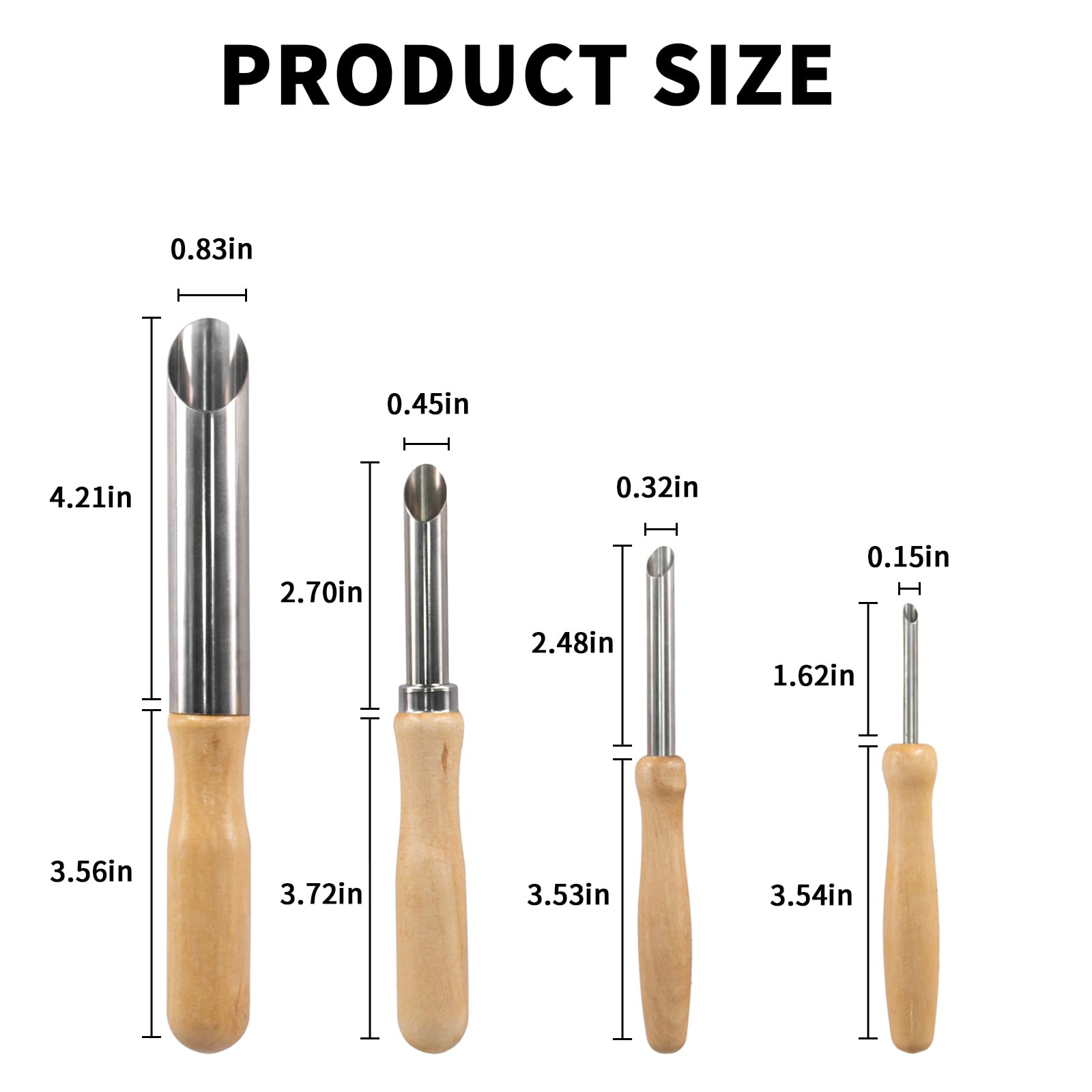 4 Pack Stainless Steel Circular Clay Hole Cutters, Wooden Handle Clay Tools for Drilling and Sculpture, Pottery Tools and Supplies