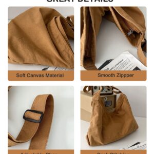 BASICPOWER Canvas Messenger Bag, Hobo Crossbody Shoulder Large Tote Bags Lightweight for Women and Men, Army Green