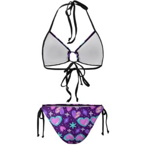 Vintage 80s 90s Style-26 Women's Bikinis Sets Halter String Triangle 2 Piece Sexy Swimsuit Bathing Suits M