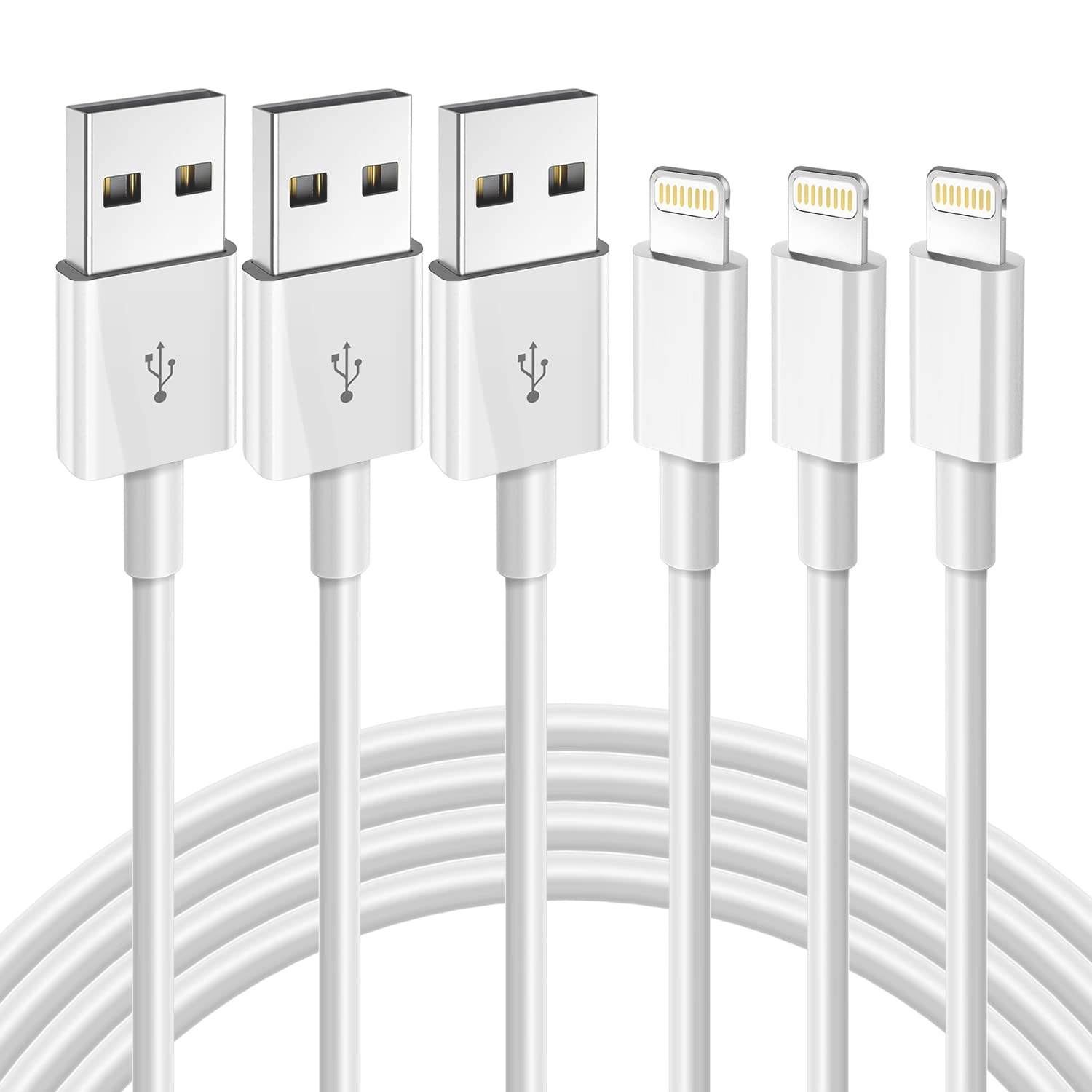 iPhone Fast Charging Cable [Apple MFi Certified] 3-Pack 6FT Lightning to USB Cable iPhone Charger Cord Compatible with iPhone 14 13 12 11 Pro Max XR XS X 8 7 6 Plus SE iPad and More 6FT