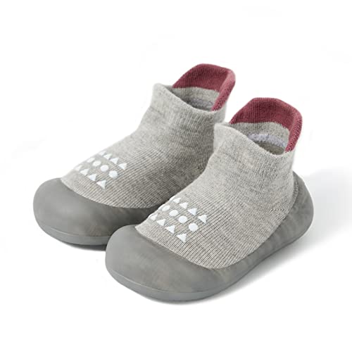 Bearbay Baby Sock Shoes Baby Walking Shoes Infant Non-Slip Breathable Slippers with Soft Rubber Sole Baby Boys Girls Sneakers Grey