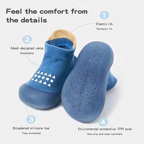 Bearbay Baby Sock Shoes Baby Walking Shoes Infant Non-Slip Breathable Slippers with Soft Rubber Sole Baby Boys Girls Sneakers Grey