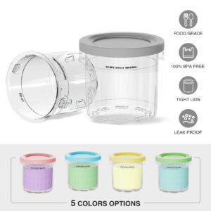 Containers Replacement for Ninja Creami Pints and Lids - 4 Pack, 16 oz cups Compatible with Ninja NC301 NC300 NC299AMZ Series Ice Cream Maker, Color Lids, BPA-Free (Blue&Pink&Green&Yellow)