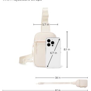 CHOLISS Small Sling Bag for Women and Men, Crossbody Bags Trendy Fanny Packs Chest Bag with Extended Strap, Cream