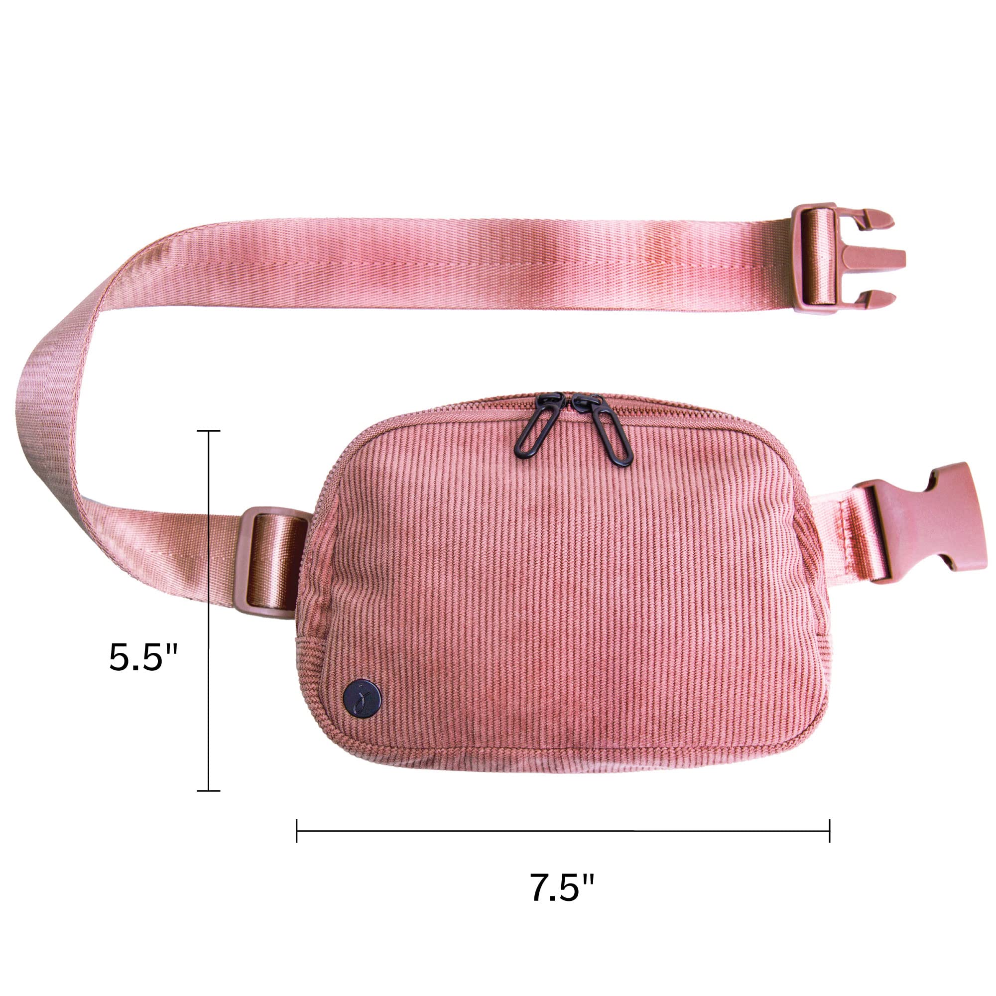 Jadyn Belt Bag, Casual Crossbody and Belt Fanny Pack for Women and Men, Adjustable Strap, Multiple Pockets, Durable Material (Pink Corduroy)