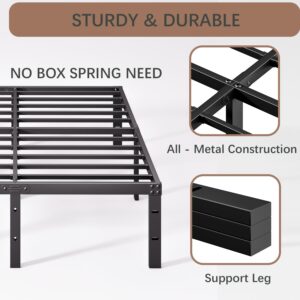 AGXI Full Size Bed Frame, Metal Bed Frame 16 Inch Tall Bed Frame No Box Spring Needed, Heavy Duty Platform Full Bed Frame with Storage Space, Sturdy Bed Frame Full Non-Slip Noiseless