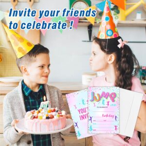 Let's Jump & Play Birthday Invitations, Trampoline Double-Sided Fill-In Invite Cards For Birthday Party，Boys, Girls, Kids, Teen, 20 Invitations With Envelopes, Decorations,Party Favor And Supply-B01