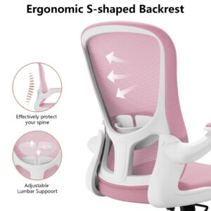 Ergonomic Office Chair, Comfort Swivel Home Office Task Chair, Breathable Mesh Desk Chair, Lumbar Support Computer Chair with Flip-up Arms and Adjustable Height