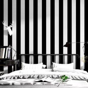 amiya wallpaper peel and stick black and white striped wallpaper stick wallpaper geometric wallpaper peel and stick easy to clean diy home decoration 17.3'' x 120'' roll contemporary design