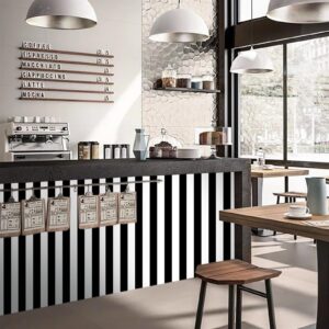 Amiya Wallpaper Peel and Stick Black and White Striped Wallpaper Stick Wallpaper Geometric Wallpaper Peel and Stick Easy to Clean DIY Home Decoration 17.3'' x 120'' Roll Contemporary Design