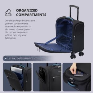 Verage Carry On Underseat Luggage with Wheels & USB Port, Wheeled Spinner Bag Carry-on Luggages for Airlines, Lightweight Suitcase Men Women, Pilots and Crew (Upgrade-14-Inch Compact)