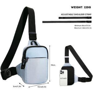 Long Keeper Mini Sling Bag - Men Women Small Waterproof Crossbody Bag Casual Phone Chest Bag for Travelling Hiking (Light Blue)