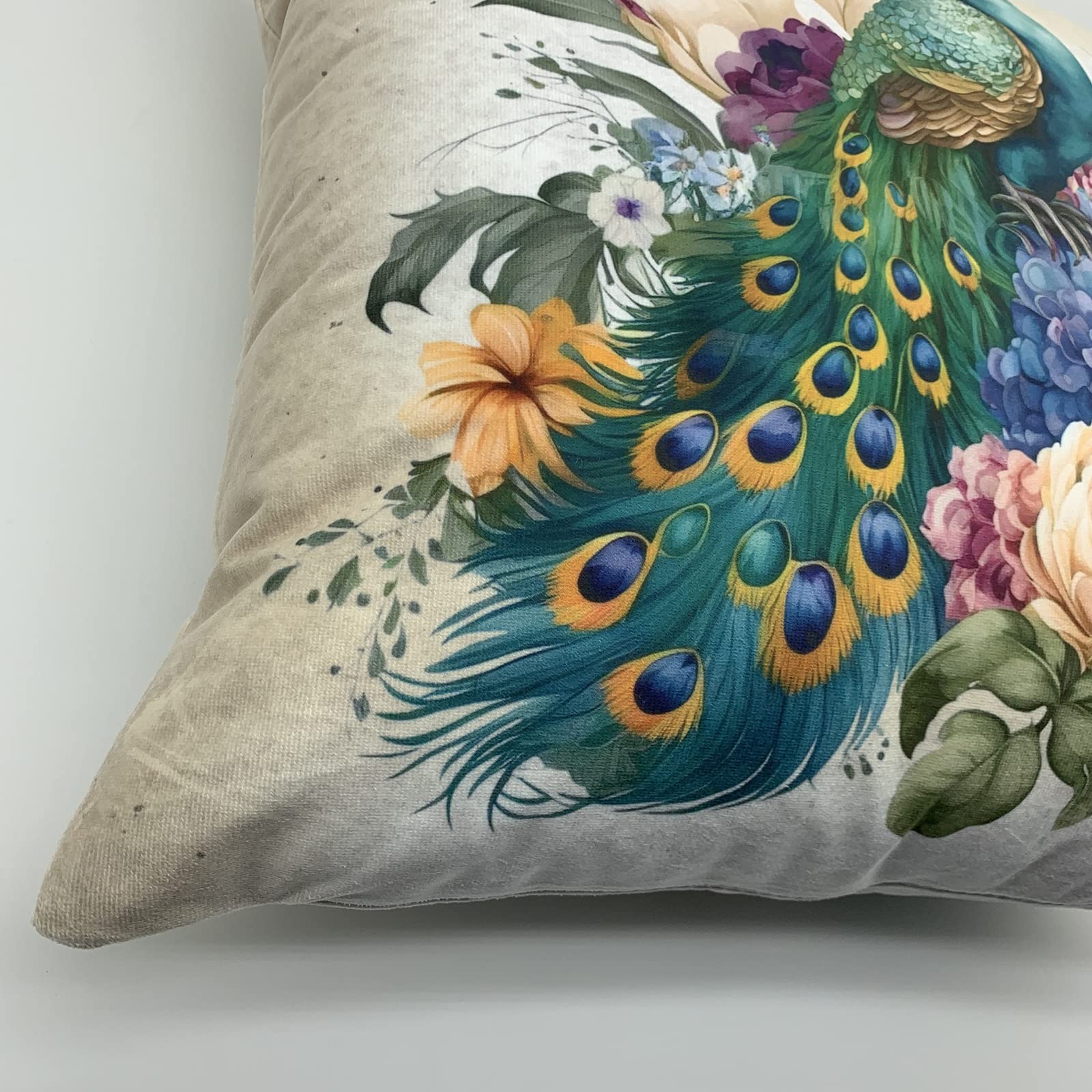 Deco4URLife Watercolor Peacock Vintage Background Set of 2 Decorative Throw Pillow Covers Square 18 x 18 inch, PillowCase Protectors Cushion Cover for Home Sofa Couch Chair Back Seat