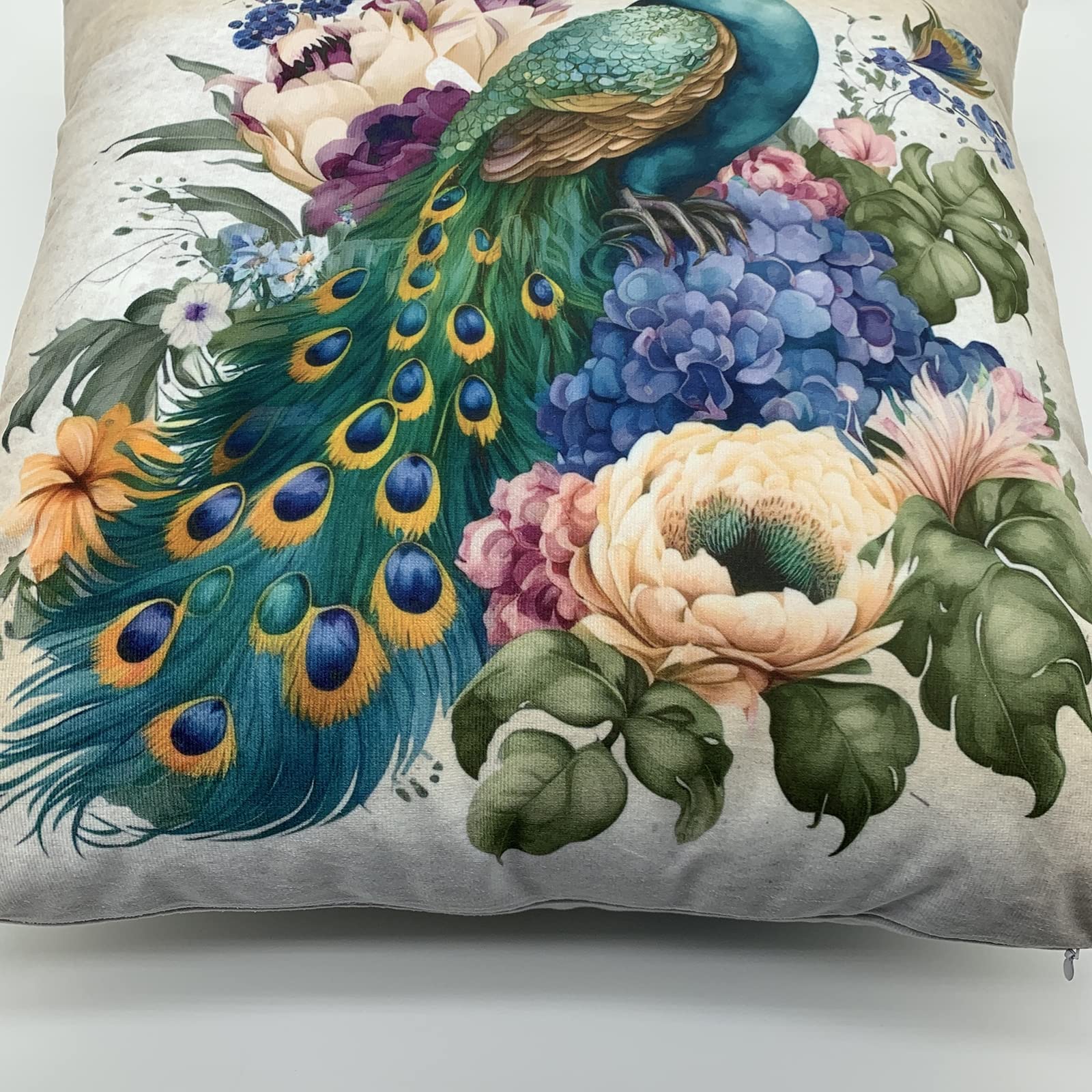 Deco4URLife Watercolor Peacock Vintage Background Set of 2 Decorative Throw Pillow Covers Square 18 x 18 inch, PillowCase Protectors Cushion Cover for Home Sofa Couch Chair Back Seat