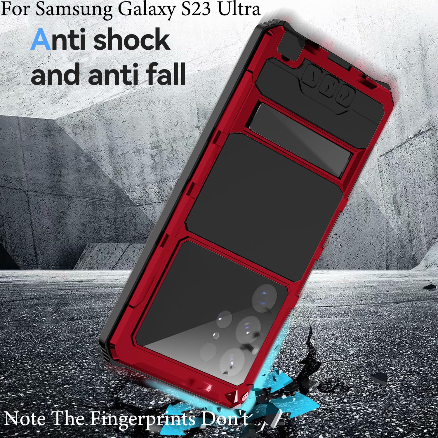 Lunivop for Samsung Galaxy S23 Ultra Case Metal Hard Armor for Galaxy S23Ultra 5G Phone case para Screw Built-in Screen Lens Protection Military Grade [Note The Fingerprints Don't Work] Red