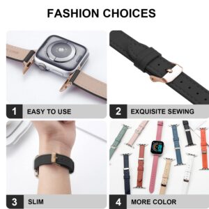 12QIAIFBLL Slim Leather Bands Compatible with Apple Watch 38mm 40mm 41mm 42mm 44mm 45mm 49mm Replacement Genuine Leather Strap for iWatch Series SE/SE2/Ultra/Ultra 2/9/8/7/6/5/4/3/2/1 Thin Wristband