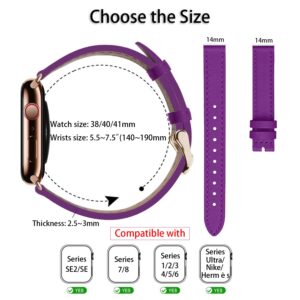 12QIAIFBLL Slim Leather Bands Compatible with Apple Watch 38mm 40mm 41mm 42mm 44mm 45mm 49mm Replacement Genuine Leather Strap for iWatch Series SE/SE2/Ultra/Ultra 2/9/8/7/6/5/4/3/2/1 Thin Wristband