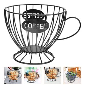 Ipetboom Modern Fruit Stand Coffee Pod Holder Basket: Cup Shaped Espresso Capsule Organizer Coffee Creamer Storage Wire Fruit Basket for Coffee Table Bar Kitchen Cafe Countertop Black