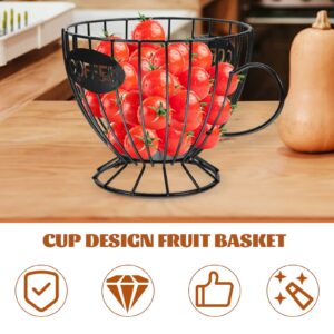 Ipetboom Modern Fruit Stand Coffee Pod Holder Basket: Cup Shaped Espresso Capsule Organizer Coffee Creamer Storage Wire Fruit Basket for Coffee Table Bar Kitchen Cafe Countertop Black