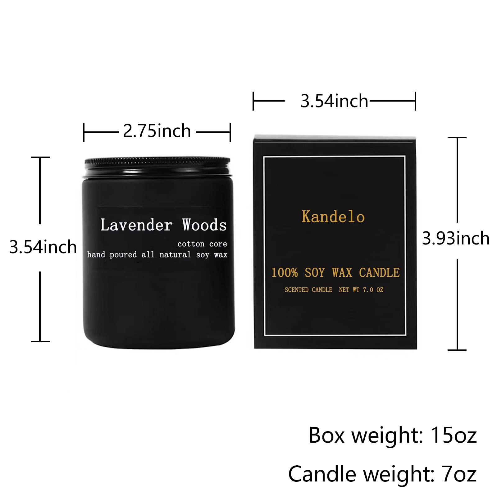 Scented Candle Lavender,7oz 45Hour Burn,Scented Candles for Home| Spring Candles| Black Jar Candle|Soy Candles,Long Lasting Candles |for Men & Women Candles Gifts (Lavender Woods, 7oz)