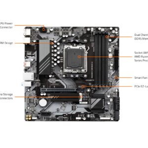 GIGABYTE A620M GAMING X (AM5/ LGA 1718/ AMD/ A620/ Micro ATX/ 5-Year Warranty/ DDR5/ PCIe 4.0 M.2/ PCIe 4.0/ USB 3.2 Gen1x2 Type-C/Realtek 1GbE LAN/Q-Flash Plus/PCIe EZ-Latch/Motherboard)