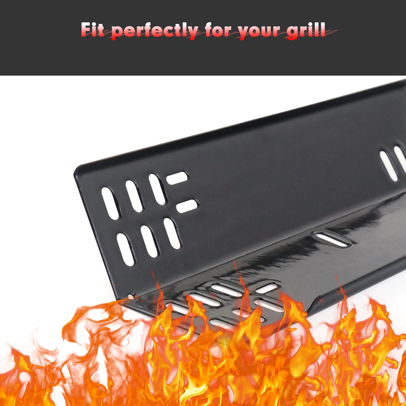 Cozilar Grill Burner Covers for Dyna-Glo Grill Replacement Parts, 15 Inch Grill Heat Plates Heat Shield BBQ Gas Grill Replacement Parts Accessories Porcelain Steel for Dyna-Glo DGH474CRP, DGH485CRP