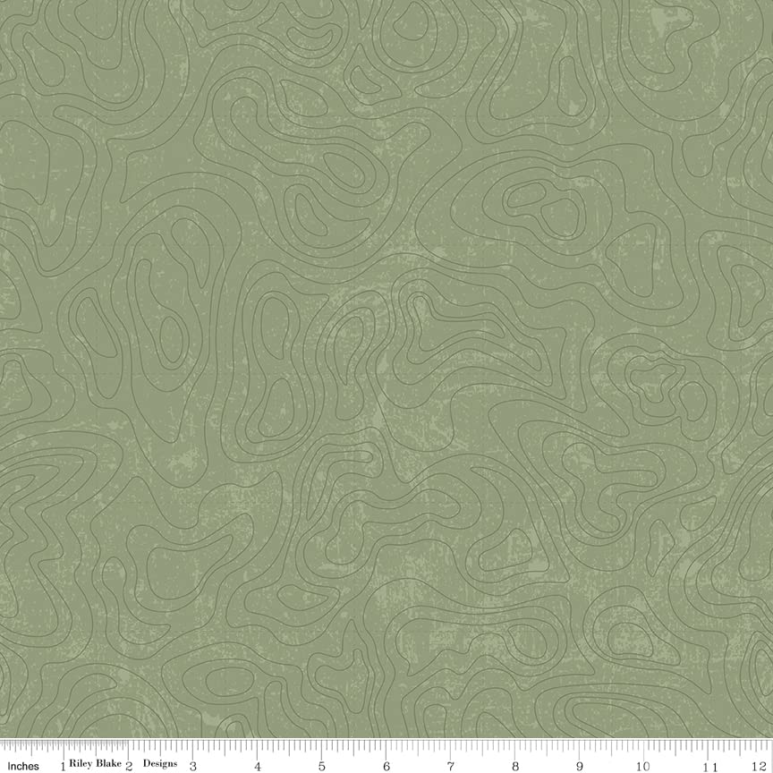 Riley Blake All Newly Designed National Parks Emblems, Text/Icon, and Sign/Icon Premium Quilting Fabric, Perfect for Quilting, Apparel, Crafting, and Home Decor (Topographic Green 36" x 43")