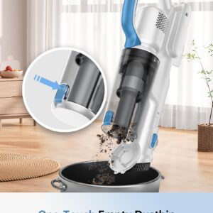 FABULETTA Cordless Vacuum Cleaner for Home, Up to 45 Min Runtime 6 in 1 Stick Vacuum Cleaner with Detachable Battery, Super Lightweight, Great for Pet Hair & Carpet & Hard Floor,White