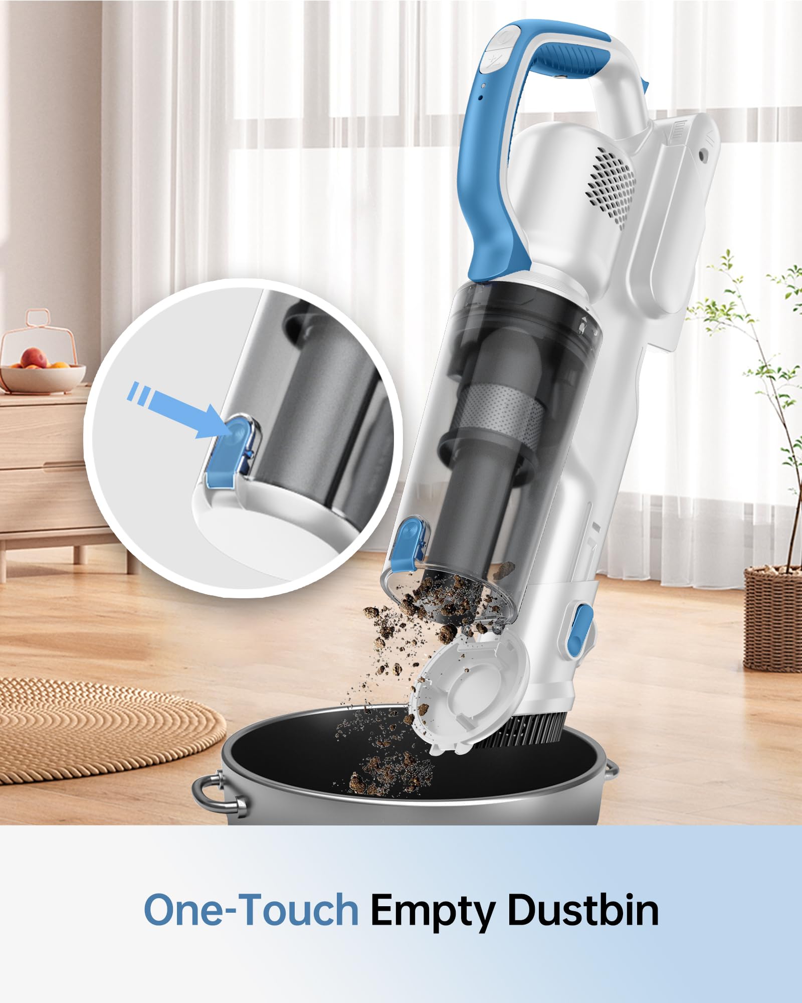 FABULETTA Cordless Vacuum Cleaner for Home, Up to 45 Min Runtime 6 in 1 Stick Vacuum Cleaner with Detachable Battery, Super Lightweight, Great for Pet Hair & Carpet & Hard Floor,White