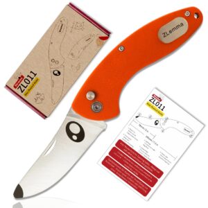 ZLemma Kids Pocket Knife with Clip & Safe Rounded Tip for Boy First Knife, Toddler Starter folding Knives with Japanese 420J2 Stainless Steel Sharpened Blade & Durable G10 Handle (Orange)