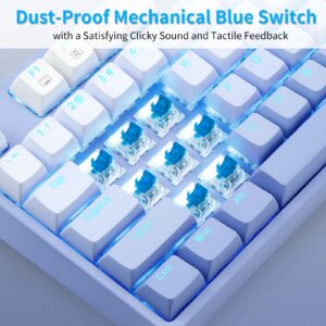 HUO JI E-YOOSO Mechanical Gaming Keyboard with Gradient Blue PBT Keycaps Blue Switches LED Backlit Wired 87 Key Tenkeyness for Windows PC