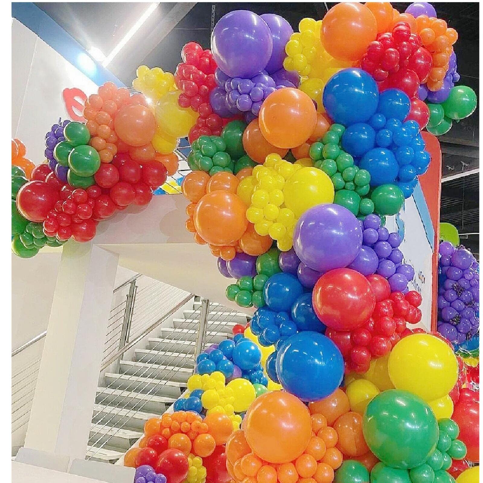 412pcs Rainbow Balloon Arch Kit Assorted Colors 18 12 10 5 Inch, Different Sizes Matte Latex Colorful Balloons for Baby Shower Birthday Wedding Party Decorations