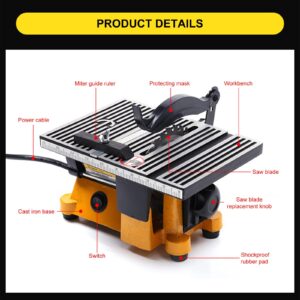 Xuthusman 4" Mini Table Saw Cutting Tool Architectural Modeling Tool DIY Manual Table Saw,With 2 Saw Blades, Suitable For Wood, Glass, Copper, Aluminum