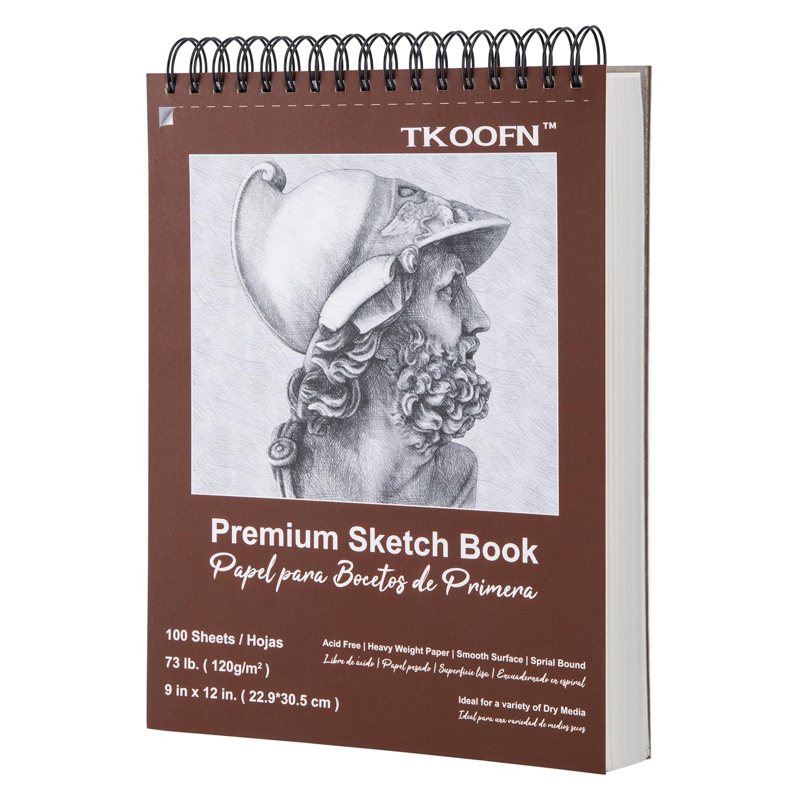 TKOOFN 9" x 12" Sketch Book Set Sketchpad, 100 Sheets Sketchbook for Drawing,73lb Spiral Bound Acid-Free Painting Paper for Adults Artists Beginners, 1 Pack