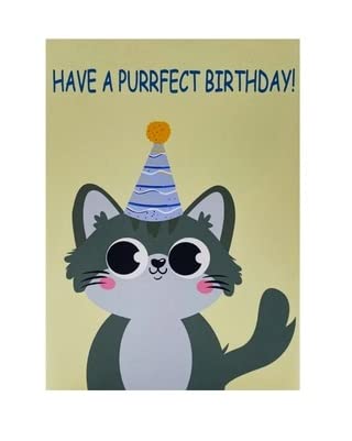 ETA 3D Funny Cat Birthday Pop Up Cards, 3D Animal Pop Up Card for Kids,Girls, Daughters, Niece, Grandchild on Birthday, Have a Purrfect Birthday Card, B27