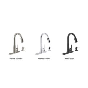 KOHLER R26281-SD-CP Maxton Touchless Pull-Down Kitchen Faucet with Soap Dispenser, Kitchen Sink Faucet with Pull Down Sprayer, Touchless Activation Faucet, Polished Chrome