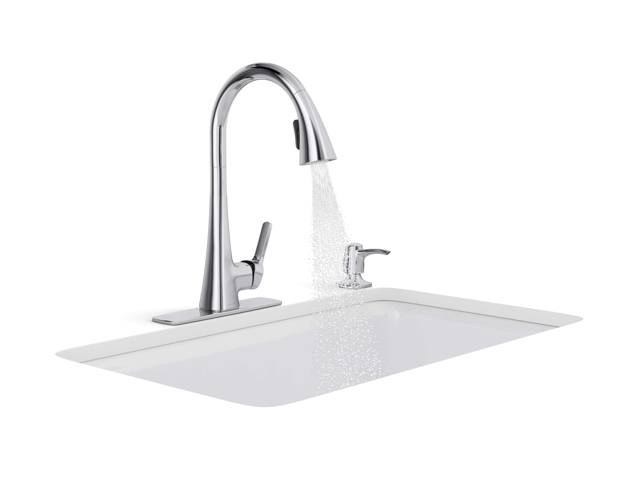 KOHLER R26281-SD-CP Maxton Touchless Pull-Down Kitchen Faucet with Soap Dispenser, Kitchen Sink Faucet with Pull Down Sprayer, Touchless Activation Faucet, Polished Chrome