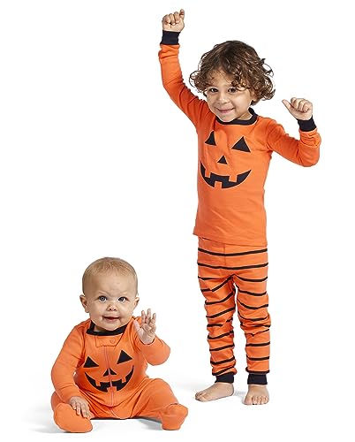 The Children's Place Baby Toddler, Halloween Pajamas, Cotton, Pumpkin One Piece, 3-6 MONTHS