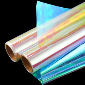 100 ft x 32in cellophane wrap roll for gift baskets translucent flower wrapping paper holographic iridescent cellophane wrap roll for gift wrapping weddings father's day gifts (50 ft/rolls)