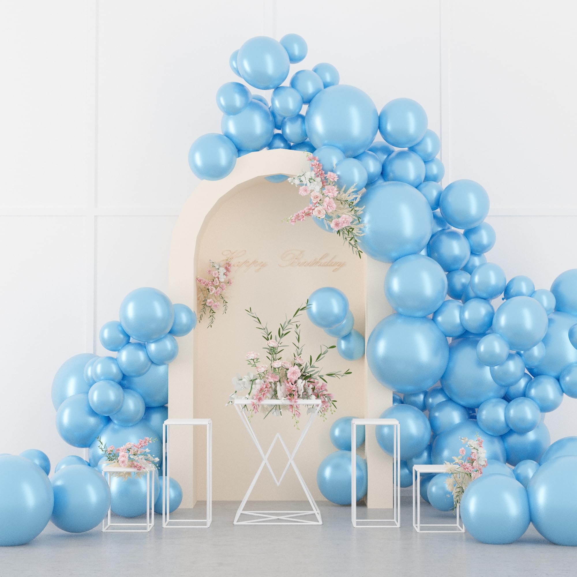 Dazzle Bright 100 PCS Blue Balloons Latex Balloons Different Party Balloon Kit for Balloon Garland Arch Birthday Party Graduation Baby Shower Wedding Holiday Decoration (18-12-10-5 Inch)