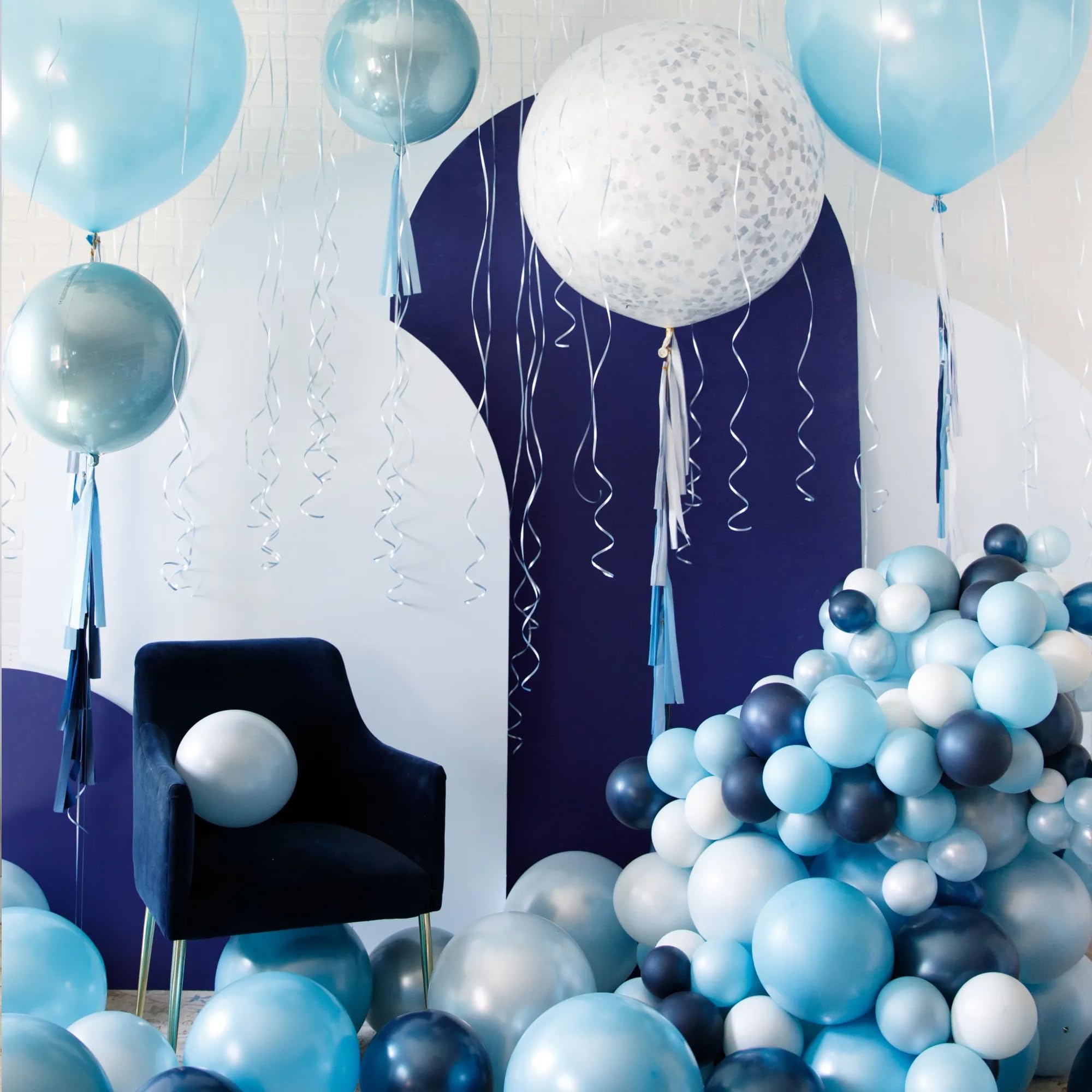 Dazzle Bright 100 PCS Blue Balloons Latex Balloons Different Party Balloon Kit for Balloon Garland Arch Birthday Party Graduation Baby Shower Wedding Holiday Decoration (18-12-10-5 Inch)