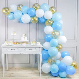 Dazzle Bright 100 PCS Blue Balloons Latex Balloons Different Party Balloon Kit for Balloon Garland Arch Birthday Party Graduation Baby Shower Wedding Holiday Decoration (18-12-10-5 Inch)