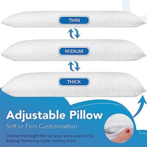 SUPA MODERN Cooling Bed Pillows for Sleeping 1 Pack Shredded Memory Foam Pillows Adjustable Cool Pillow for Side Back Stomach Sleepers Luxury Gel Pillows Body Pillow with Washable Removable Cover