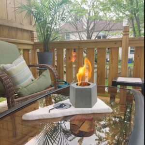 Table top firepit, Mavalzy Indoor Tabletop Rubbing Alcohol Fire pits for Outdoor Fireplace Concrete Bowl Pot Portable Fire with Extinguisher