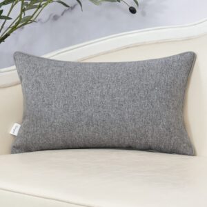 Yangest Patchwork Pillow Cover 12x20 Inch Luxury Cotton and Linen Cushion Cover Rectangle Pillowcover for Couch Bedroom Living Room,Gray