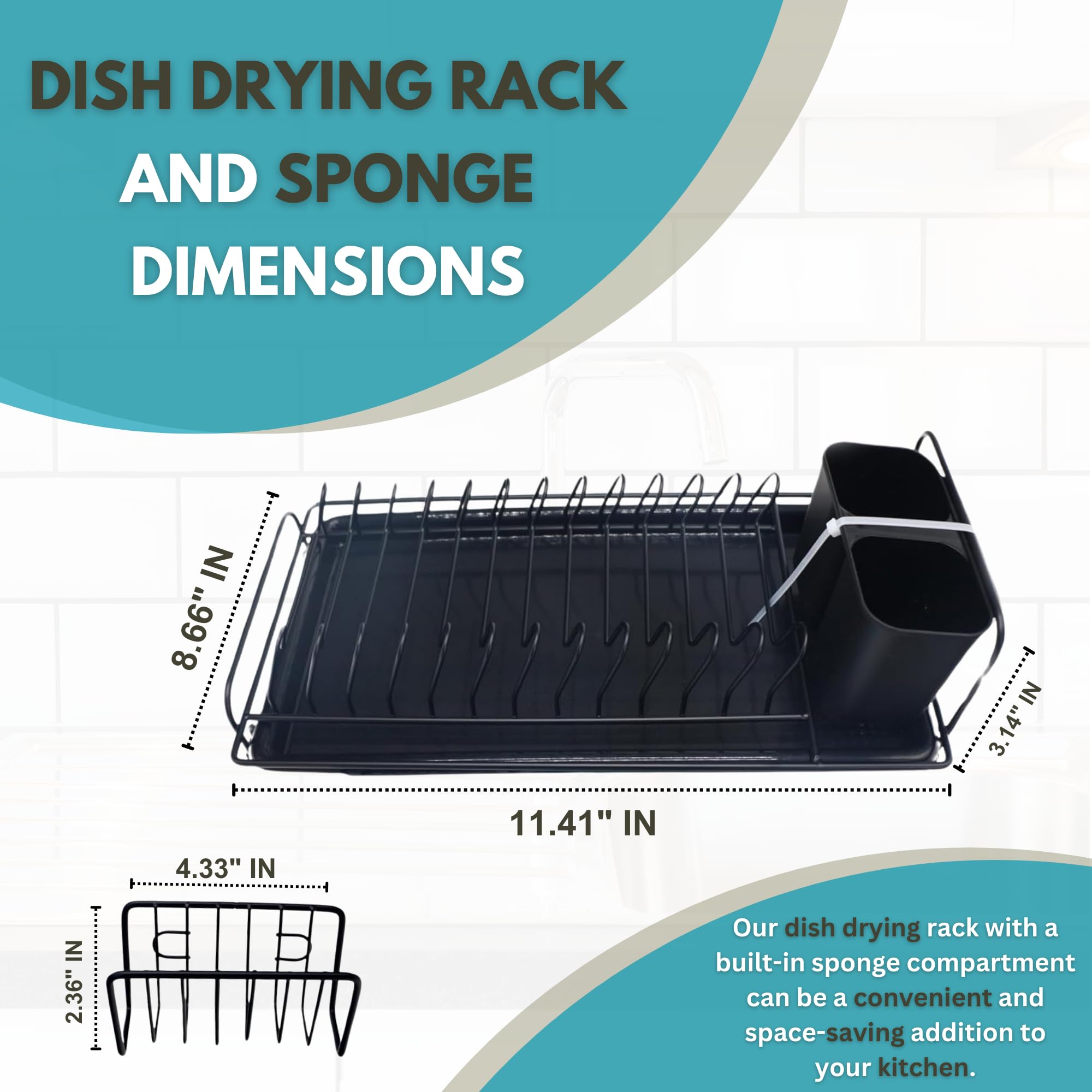 Easy WAYZ Stainless Steel Dish Drying Rack with Sponge and Cutlery Holder-Dish Rack for Kitchen Counter –Multifunctional and Space Saving Kitchen Organizer- Anti-Rust Dish Washer Dryer Rack