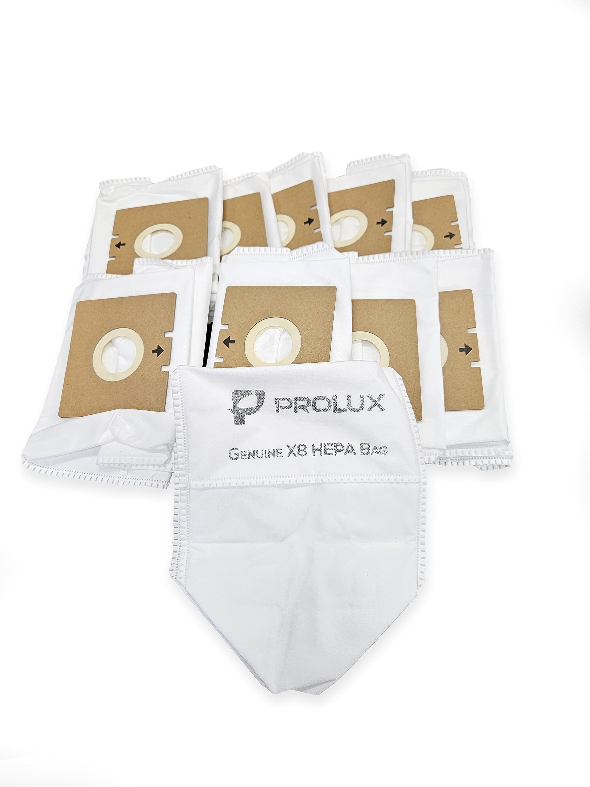 10pk Bags for Prolux X8 Backpack Vacuum Cleaner, Genuine HEPA Filtration, Direct Fit, Disposable, Designed in the USA