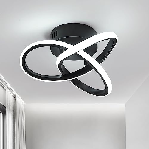 AMZASA Black Hallway Light Mini Artistic Lamp Modern LED Close to Ceiling Light for Balcony Corridor Closet Bedroom Bathroom 15W 4000K Neutral Light