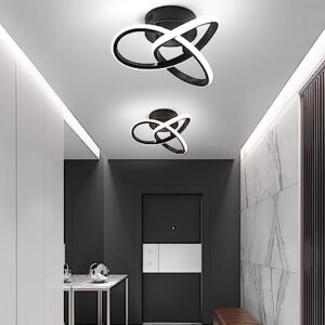 AMZASA Black Hallway Light Mini Artistic Lamp Modern LED Close to Ceiling Light for Balcony Corridor Closet Bedroom Bathroom 15W 4000K Neutral Light