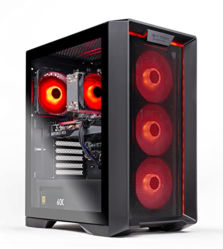 Skytech Gaming Nebula Gaming PC Desktop – AMD Ryzen 5 5600X 3.7 GHz, NVIDIA RTX 4070, 1TB NVME SSD, 16GB DDR4 RAM 3200, 600W Gold PSU, 11AC Wi-Fi, Windows 11 Home 64-bit,Black